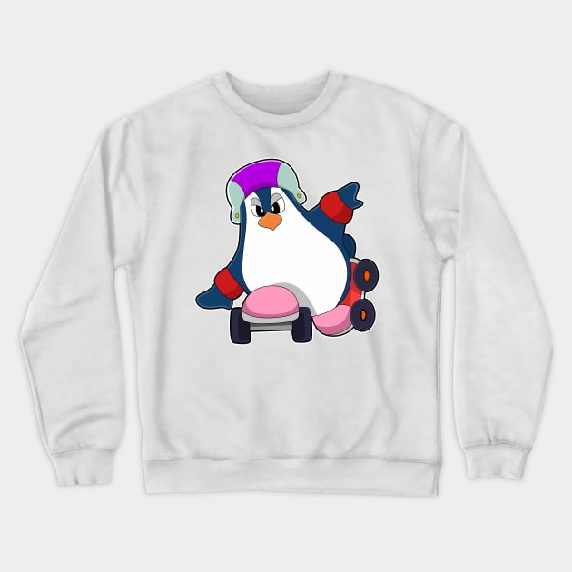 Penguin as Inline Skater with Inline Skates Crewneck Sweatshirt by Markus Schnabel